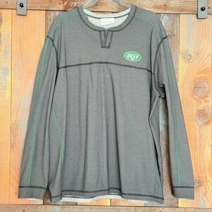 Tommy Bahama New York Jets Reversible Long Sleeve Shirt Gray Green XL